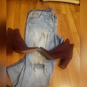 Steve Madden Wine Colored Sock Booties Size 11